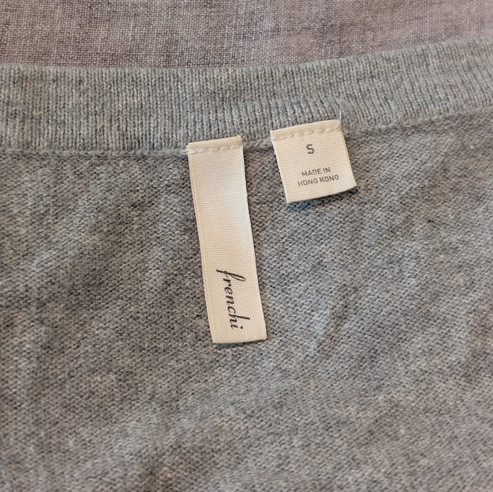 Frenchi Longline V-Neck Button-Up Cardigan Light Gray Size S - Picture 2 of 10
